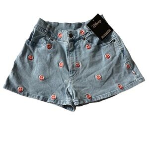 Disney Women's Light Blue Jean Shorts with Jack-o’-lantern Accents
